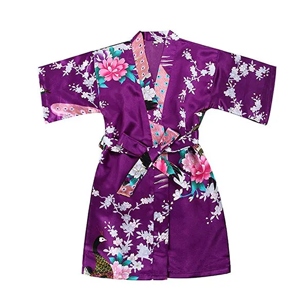 Purple Mommy and Me Robes, Floral, Satin Feel