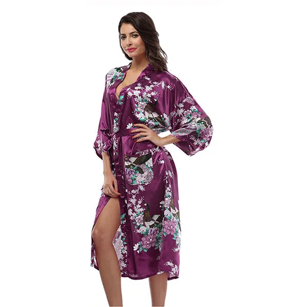 Purple Mommy and Me Robes, Floral, Satin Feel