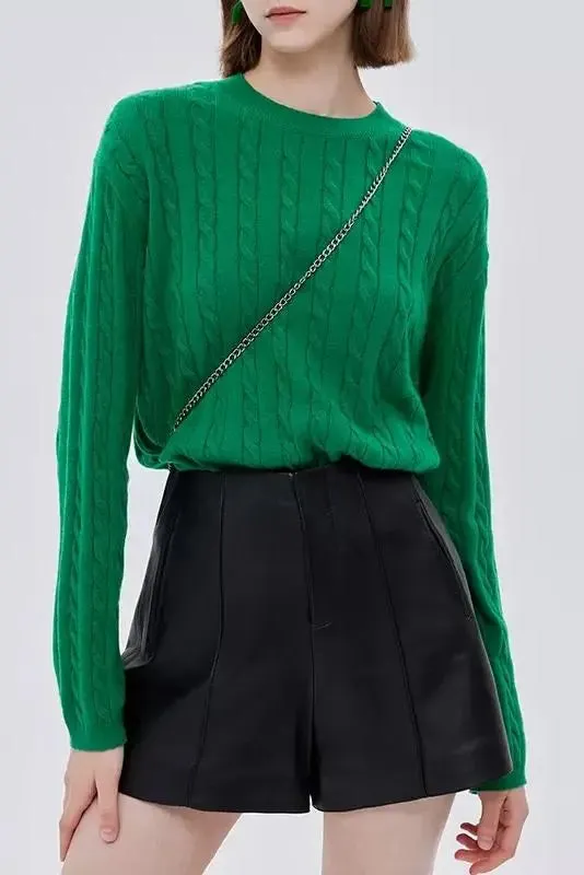 Retro High-waisted Wide Leg Leather Shorts