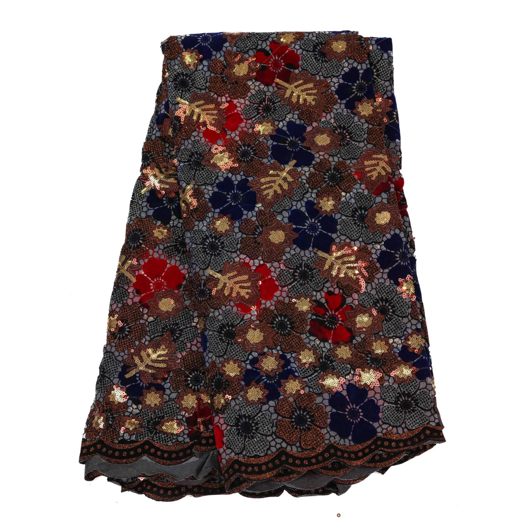 Rose Gold, Red & Blue Multi Sequin Lace
