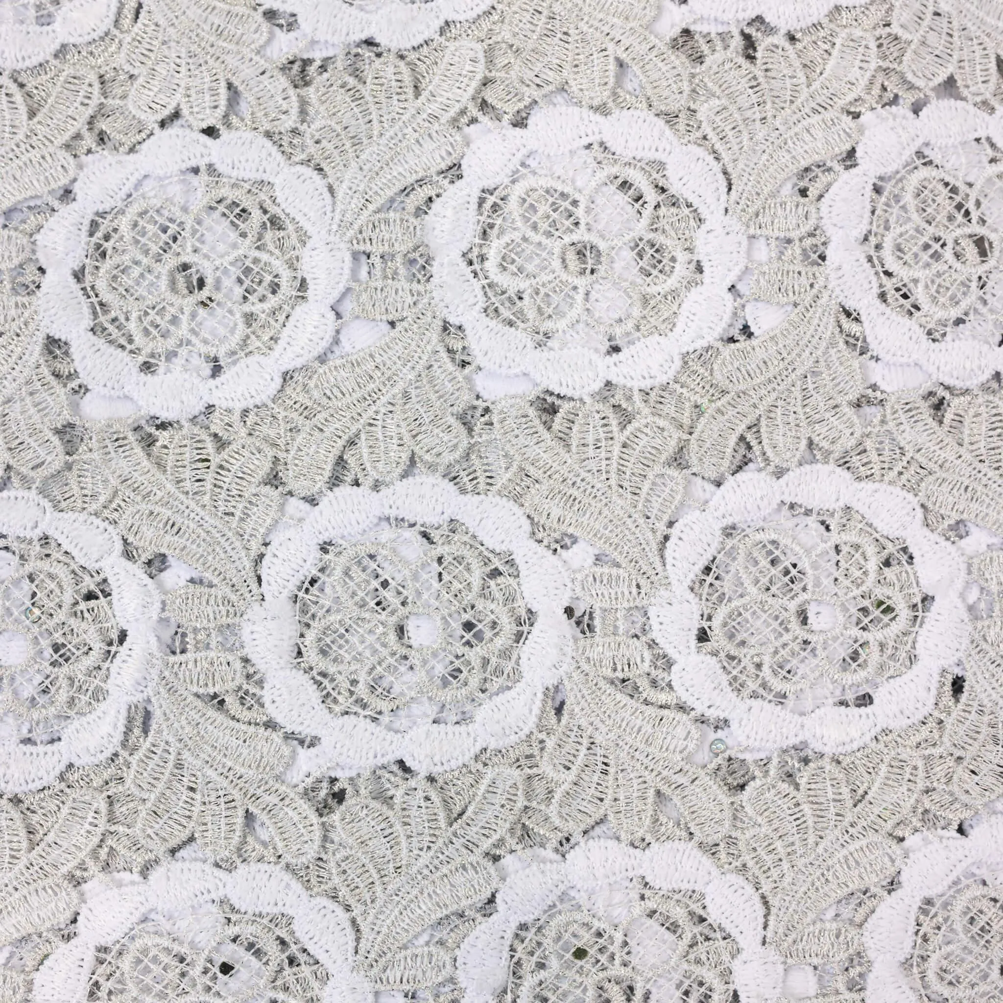 Silver & White Guipure/Cod Lace
