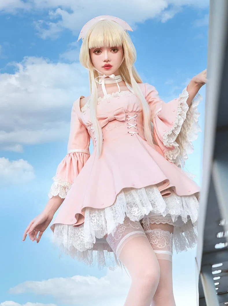 Sweet Girly Frill Dress   Hat
