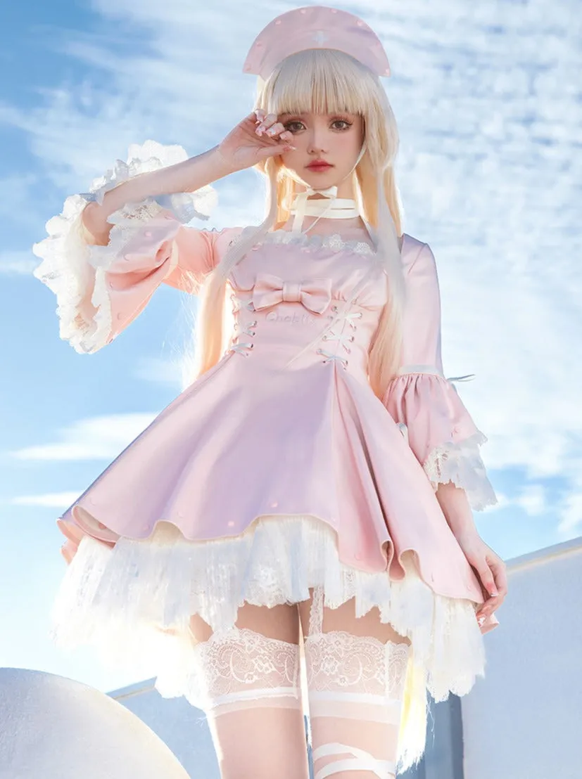 Sweet Girly Frill Dress   Hat